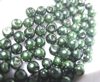 Waxed Glass beads, 3mm dark green