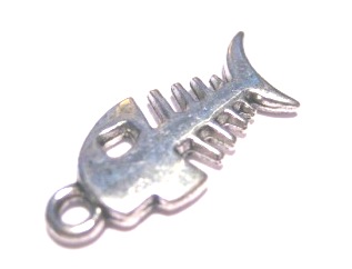 Charms - Small fish skeletons, silver