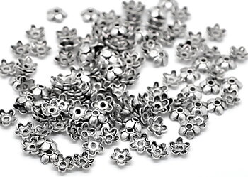 Pärlhattar, Antik Silver,blomma  6mm