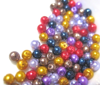 Waxed Glass beads, 3mm mix