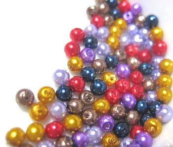 Waxed Glass beads, 3mm mix