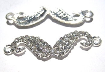 Connector / Hänge - Mustasch strass, silver