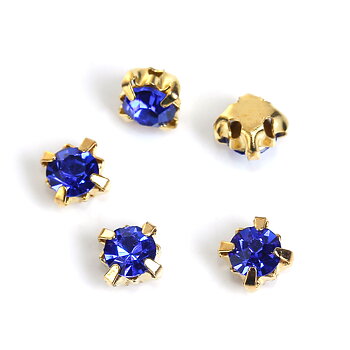 Montees, sewons. 4mm gold, Darkblue