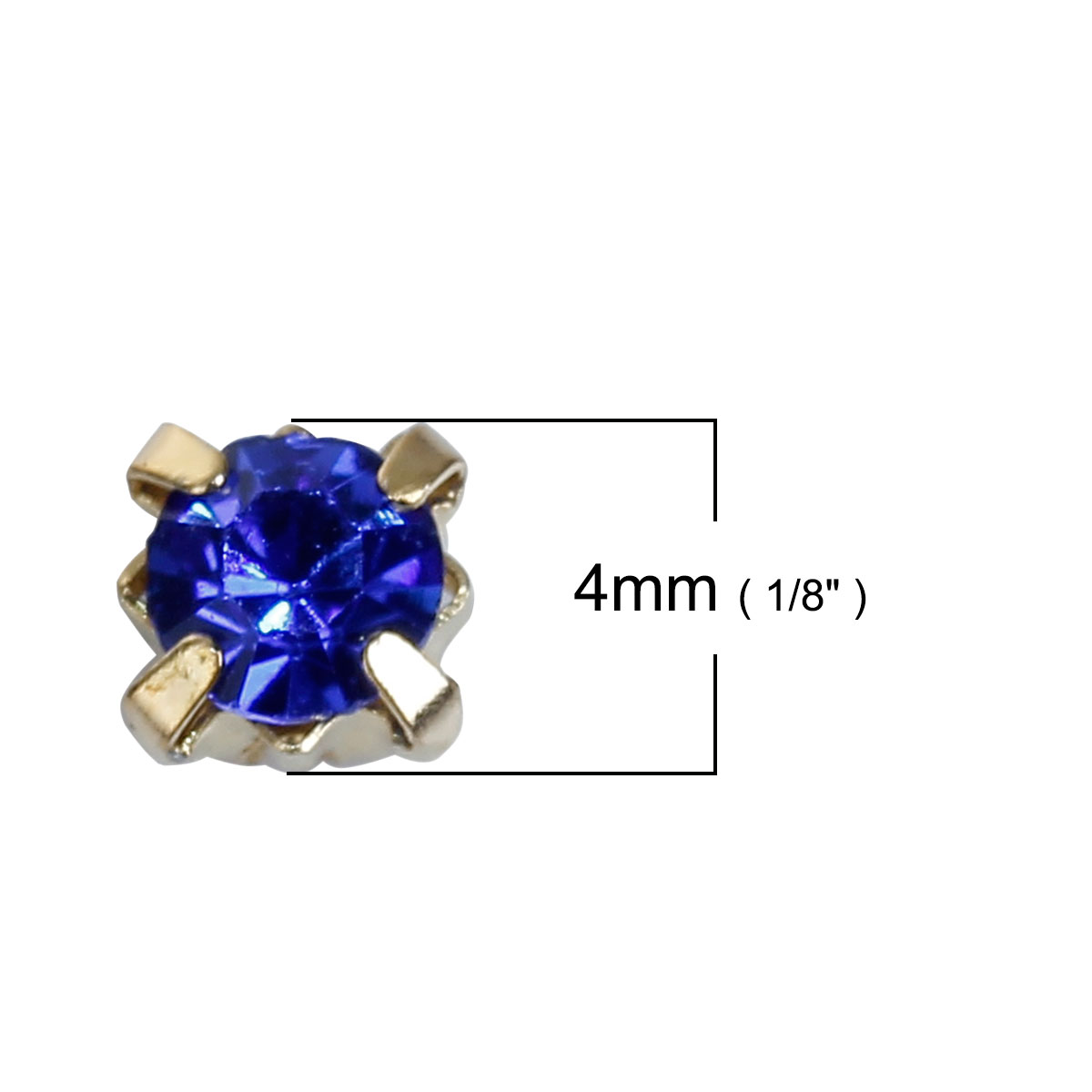 Montees / krysspärlor / Sew-ons. 4mm Guld,  Mörkblå - 2