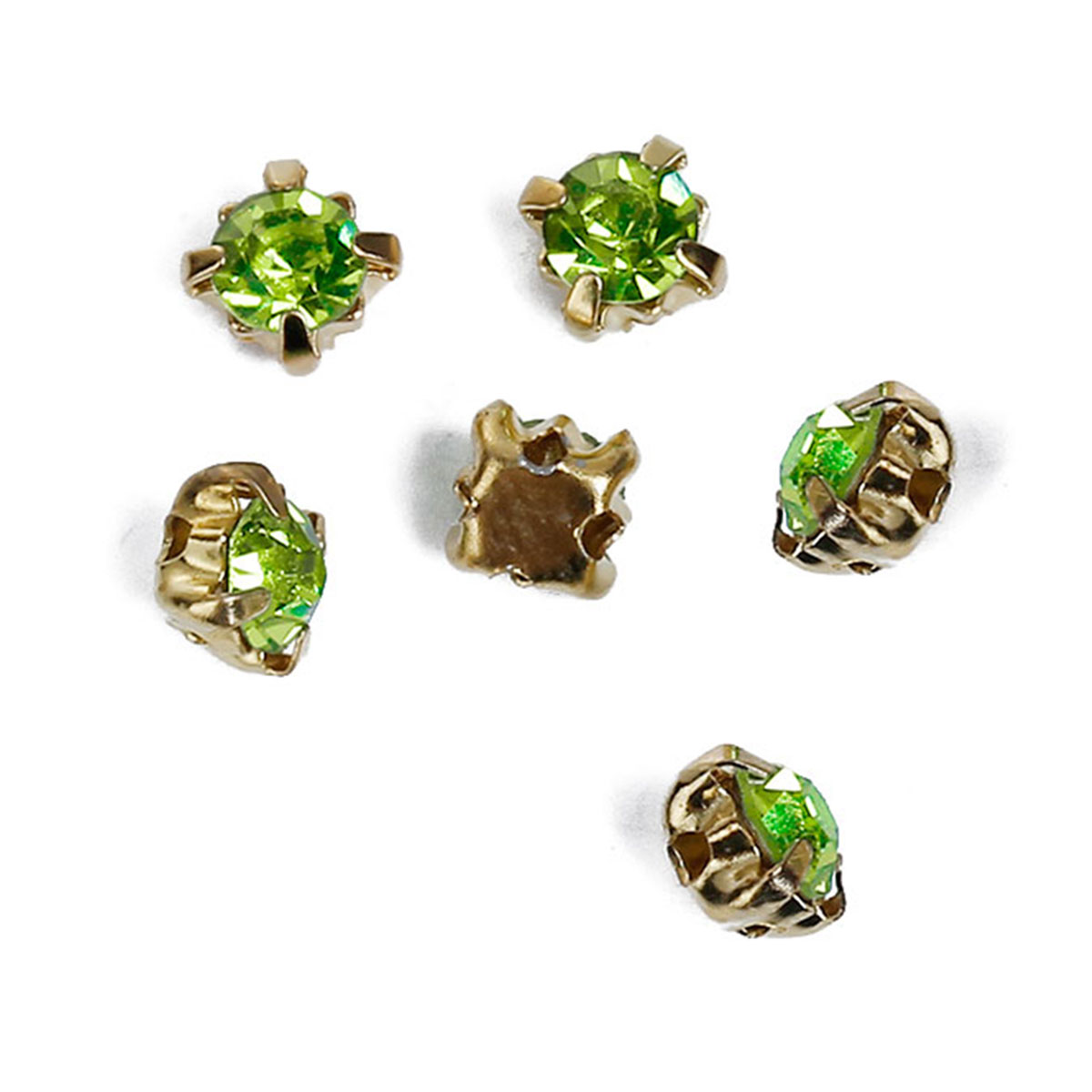 Montees, sewons. 4mm gold,  green