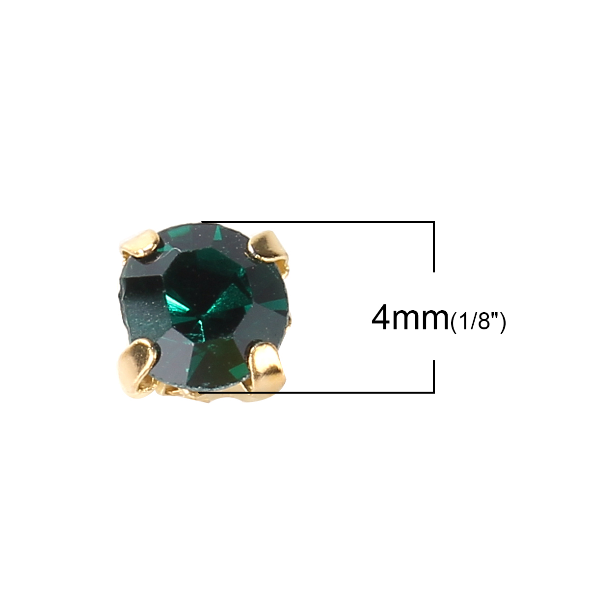 Montees / krysspärlor / Sew-ons. 4mm Guld,  Mörkgrön - 2