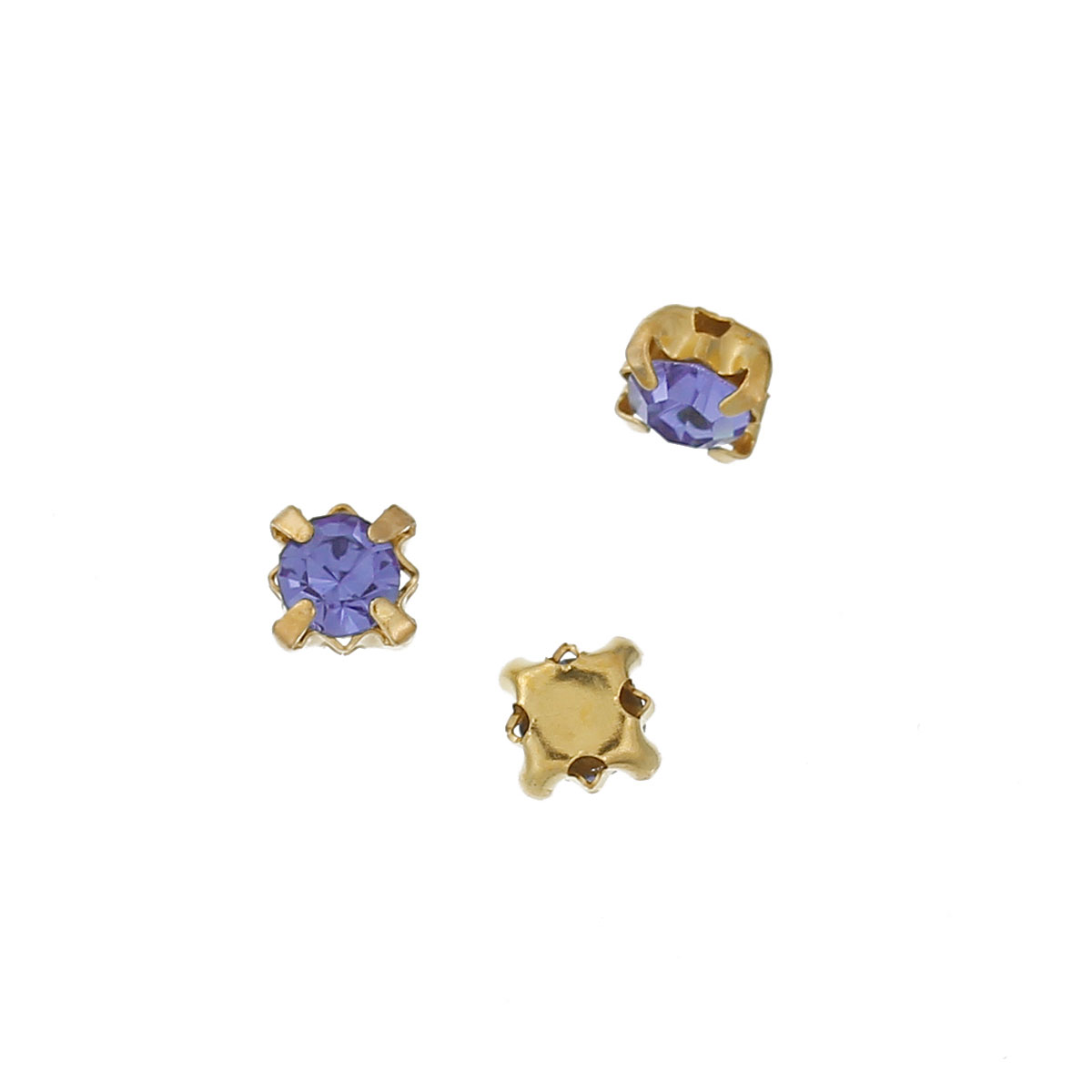 Montees, sewons. 4mm gold,  Lt Purple