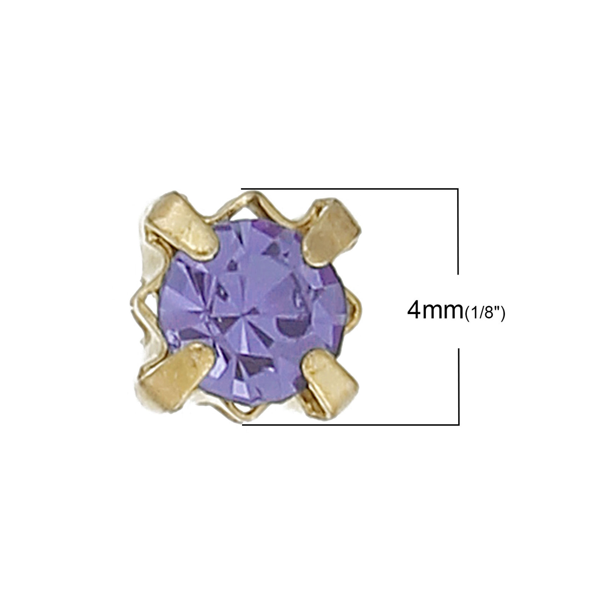 Montees, sewons. 4mm gold,  Lt Purple - 2