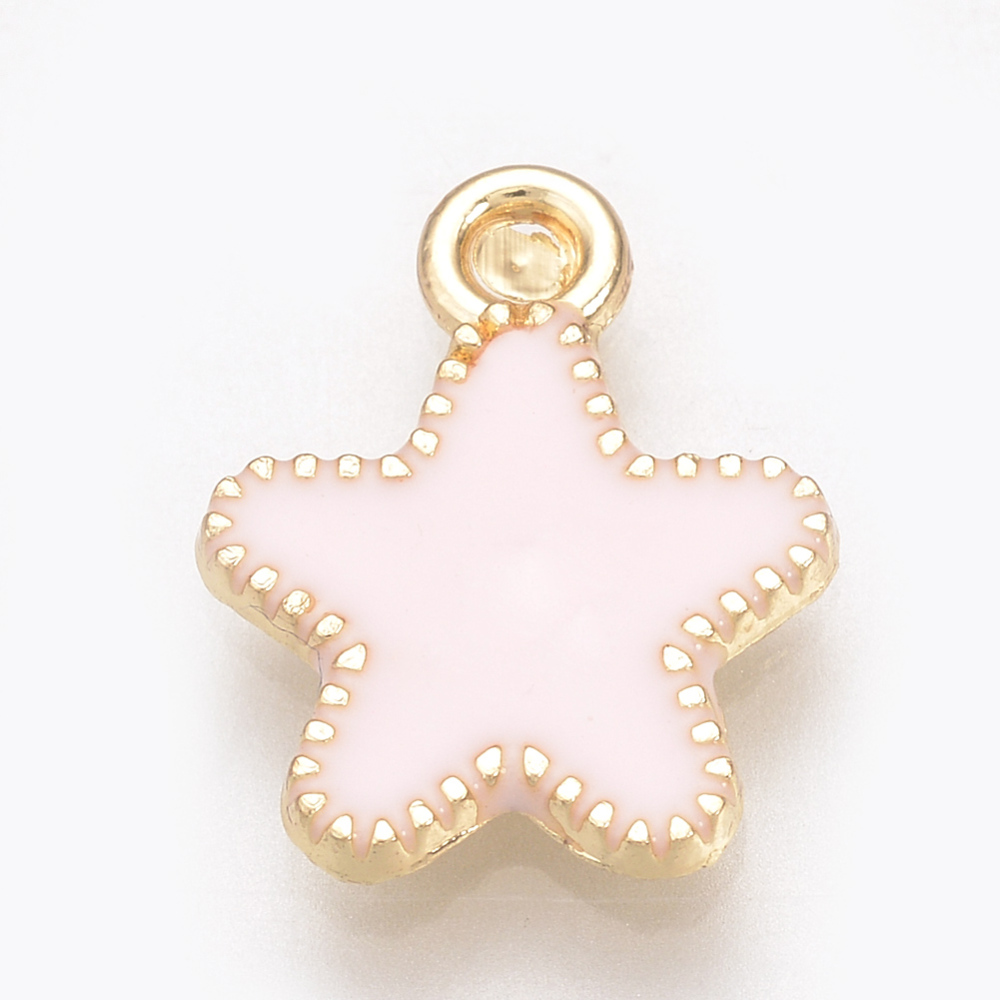Charm  ,enameld star, pink & gold