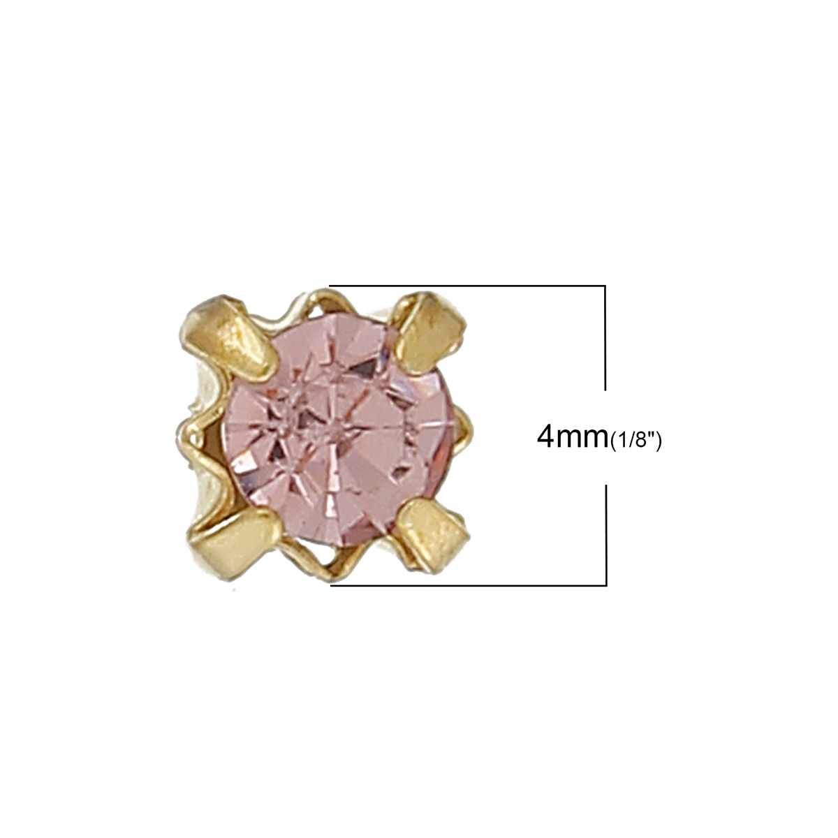 Montees, sewons. 4mm gold,  Pink - 2