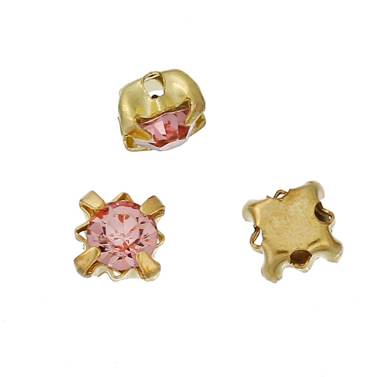 Montees, sewons. 4mm gold,  Pink
