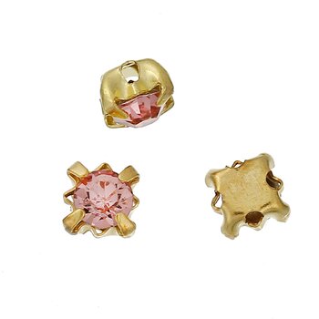 Montees, sewons. 4mm gold,  Pink