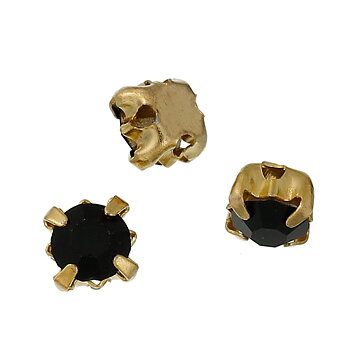 Montees, sewons. 4mm gold,  Black