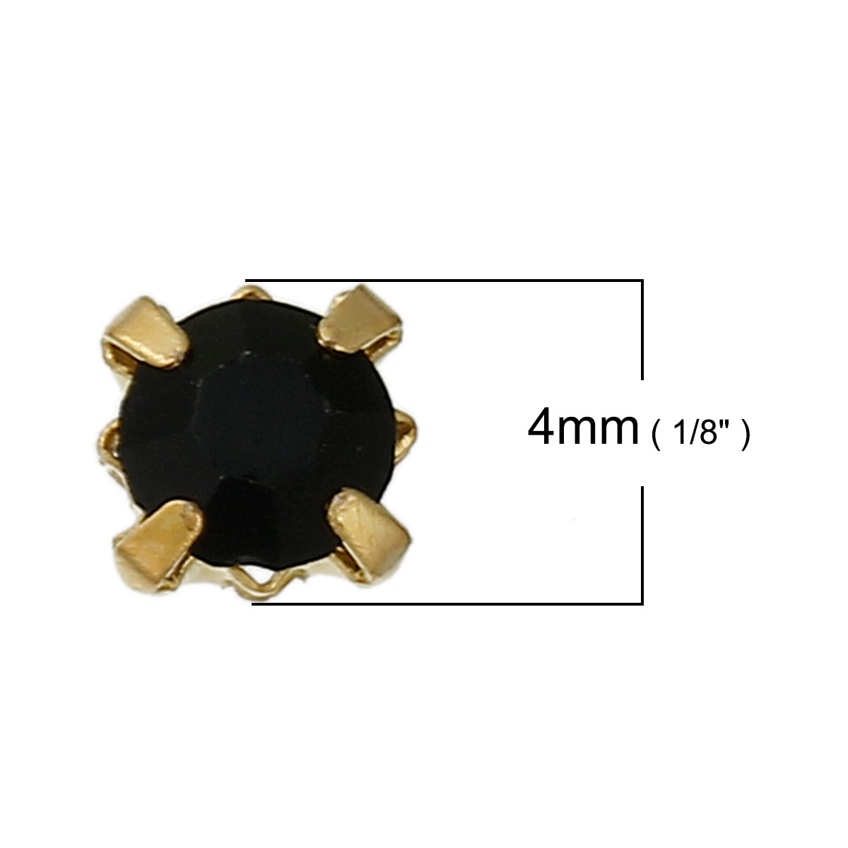 Montees, sewons. 4mm gold,  Black - 2