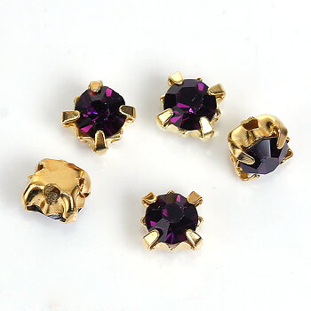 Montees, sewons. 4mm gold,  Darkpurple