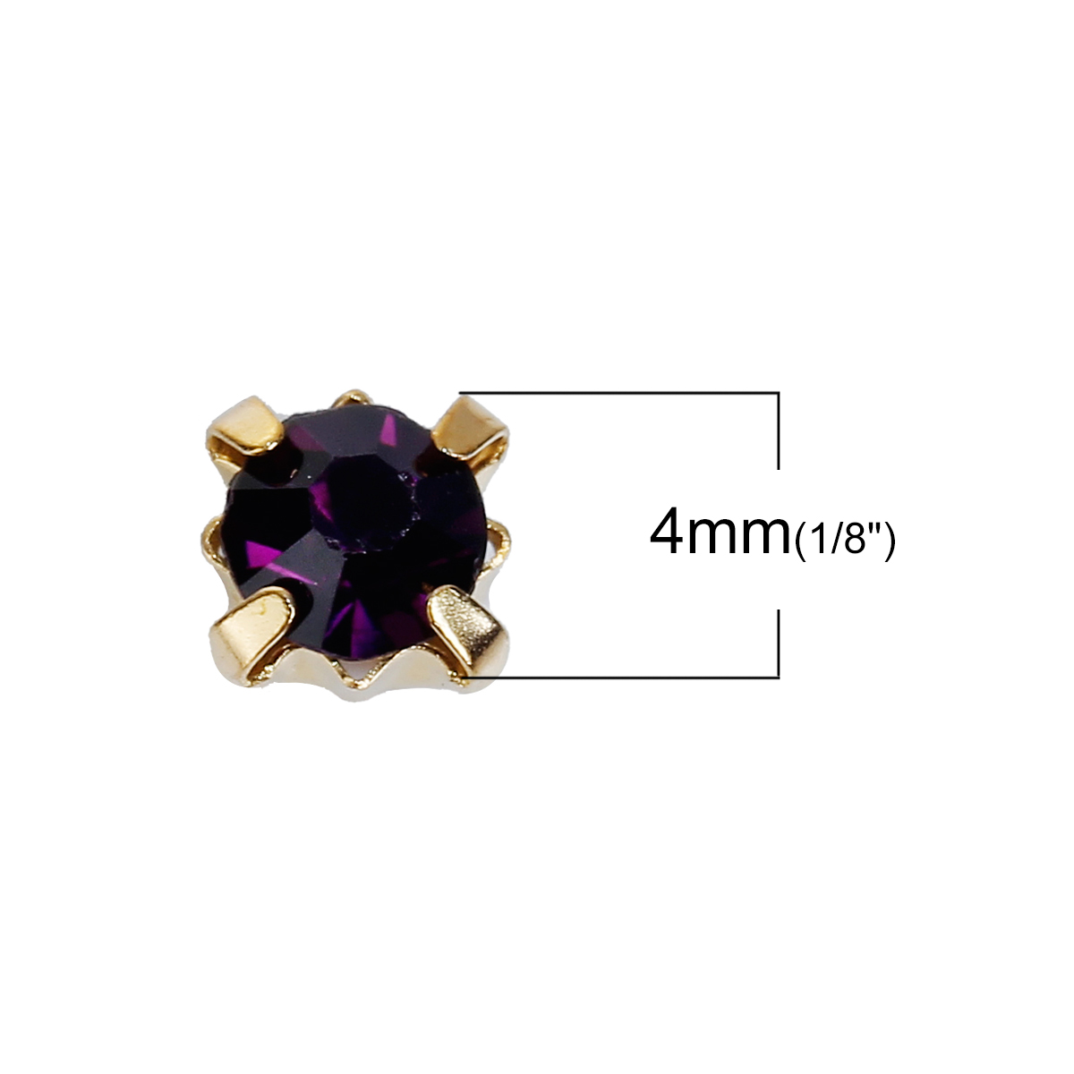 Montees, sewons. 4mm gold,  Darkpurple - 2