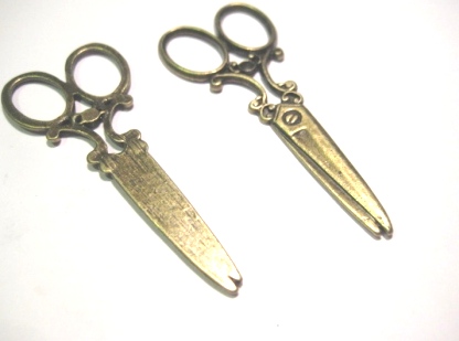 Charm,  bronze plated, large sixxor