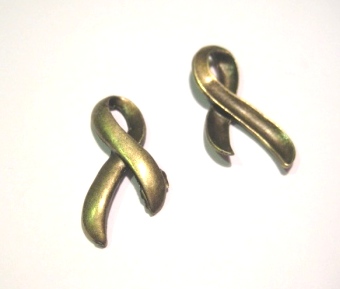 Charm,  bronze plated, ribbon