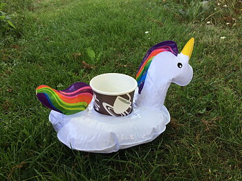 Inflatable drink / can holder -   unicorn