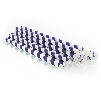 Sugrör i papper -  Stripes - Lila