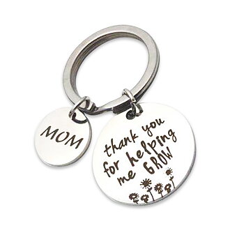 Key clasp ring Chains & Key  "MOM Thank you for helping me grow"  stainless steel