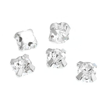 Montees, sewons. 4mm Silver, Clear