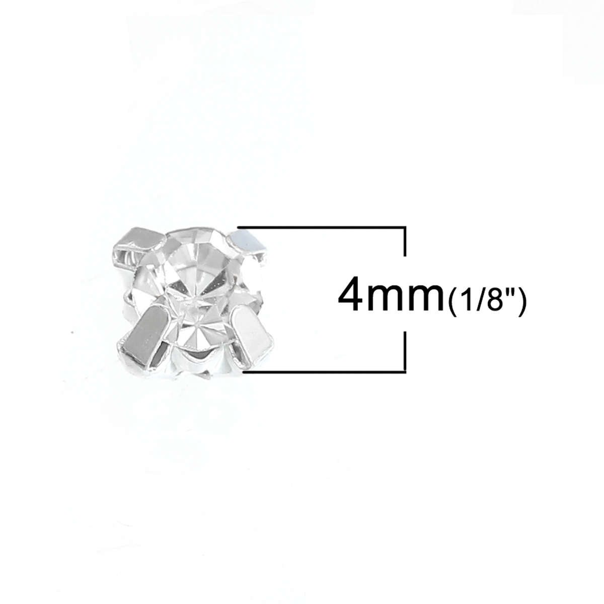 Montees, sewons. 4mm Silver, Clear - 2