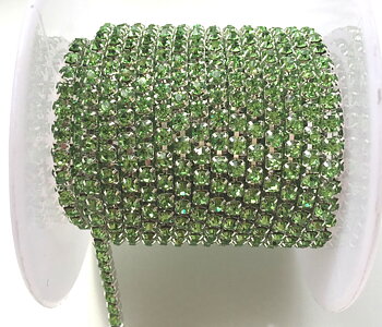 Rhinestone Chain Silver green,  SS8