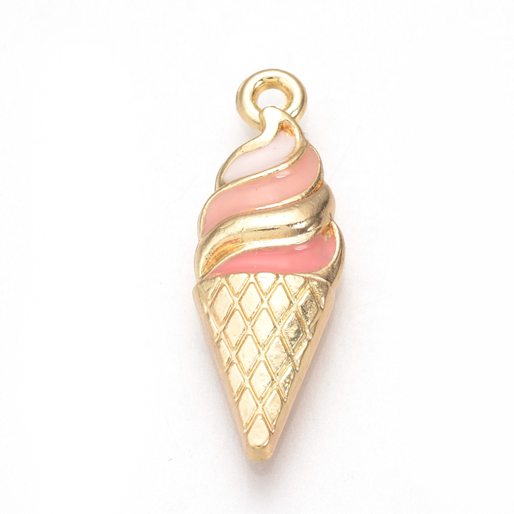 Charm  ,enameld icecream gold/pink