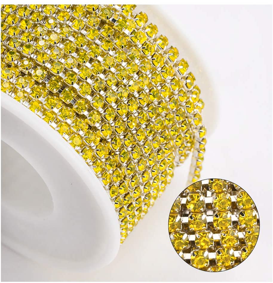 Strass-Kedja - Silver, Gul, SS6 - 2