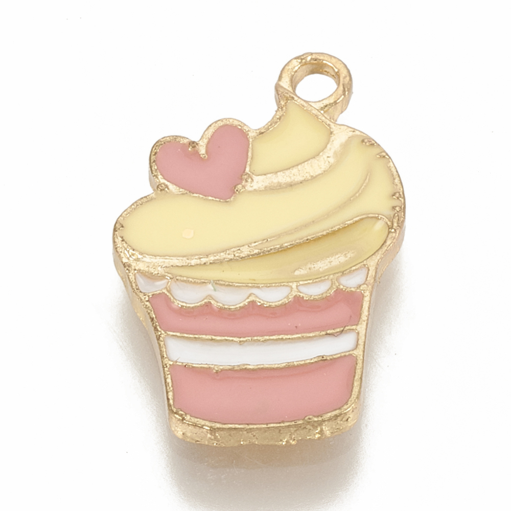 Charm  ,enameld cupcake  gold/pink