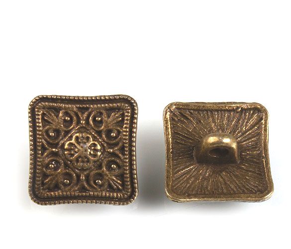 Buttons in the metal - floral, bronze