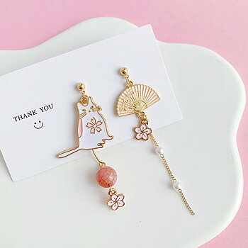 Earings Enameld Cat