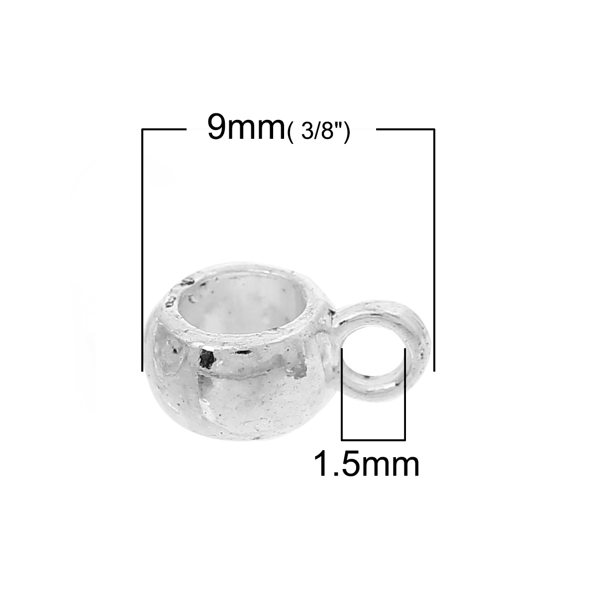 Connector / bail  silverlt 9mm - 3