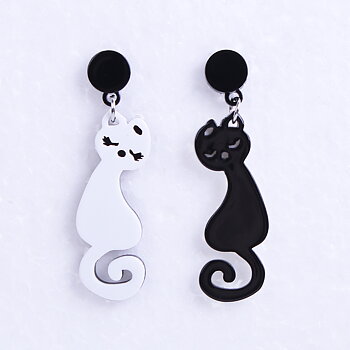 Earings  Cat black & White