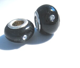 Charm -Black w. Rhinestones