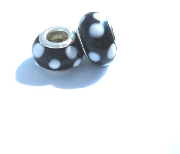 Charm -Black w. white dots