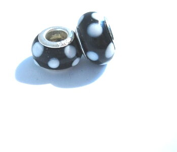 Charm -Black w. white dots
