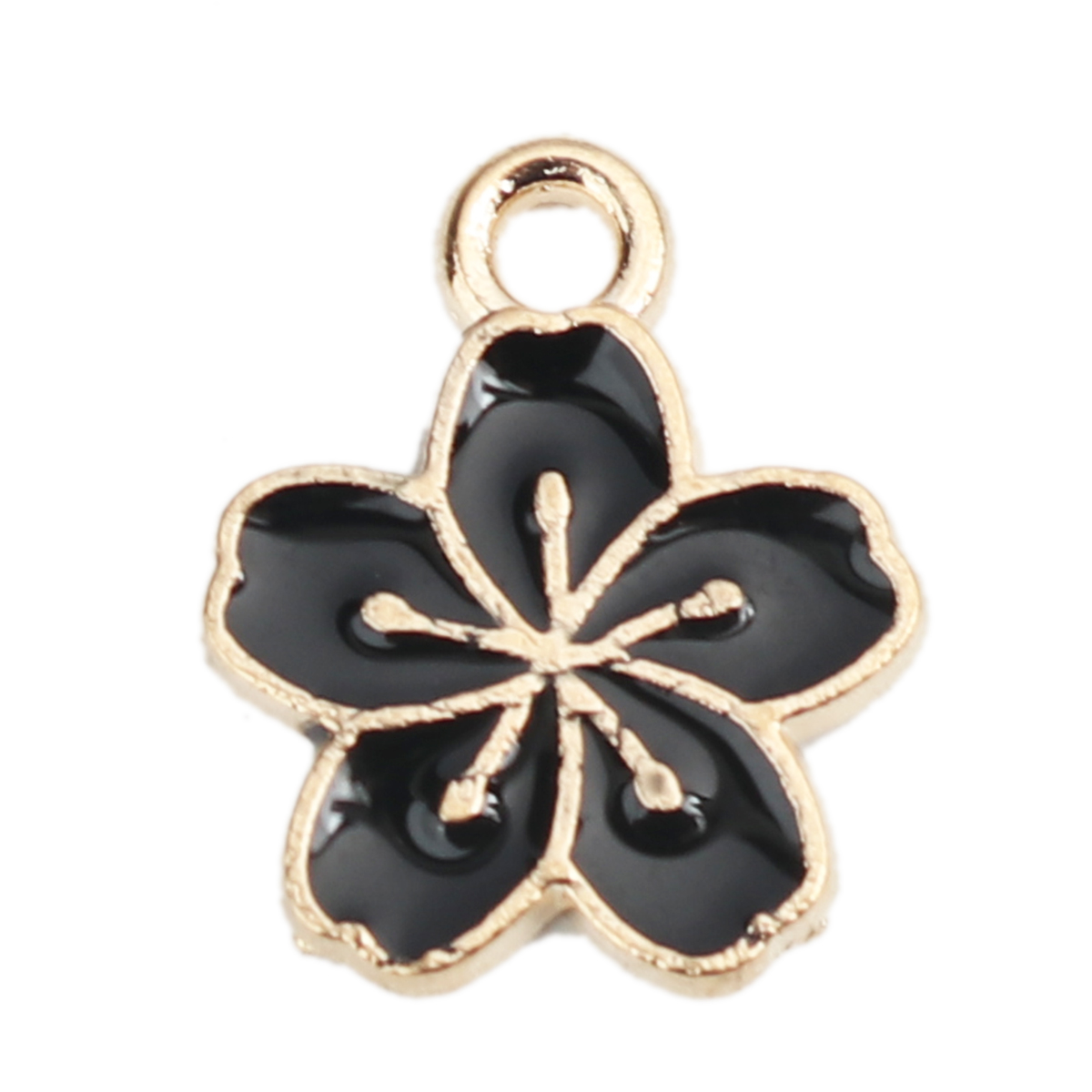 Charm -  enameld  flower black