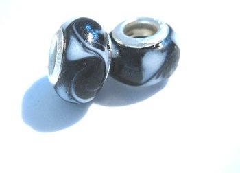 Charm -Black w. white curles