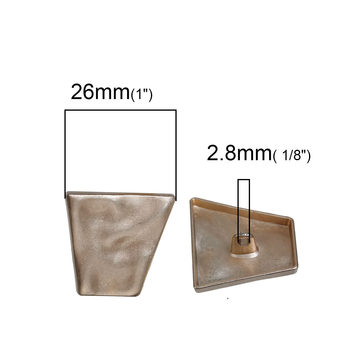 Buttons in the metal - Rose gold - Trapezoid - 2