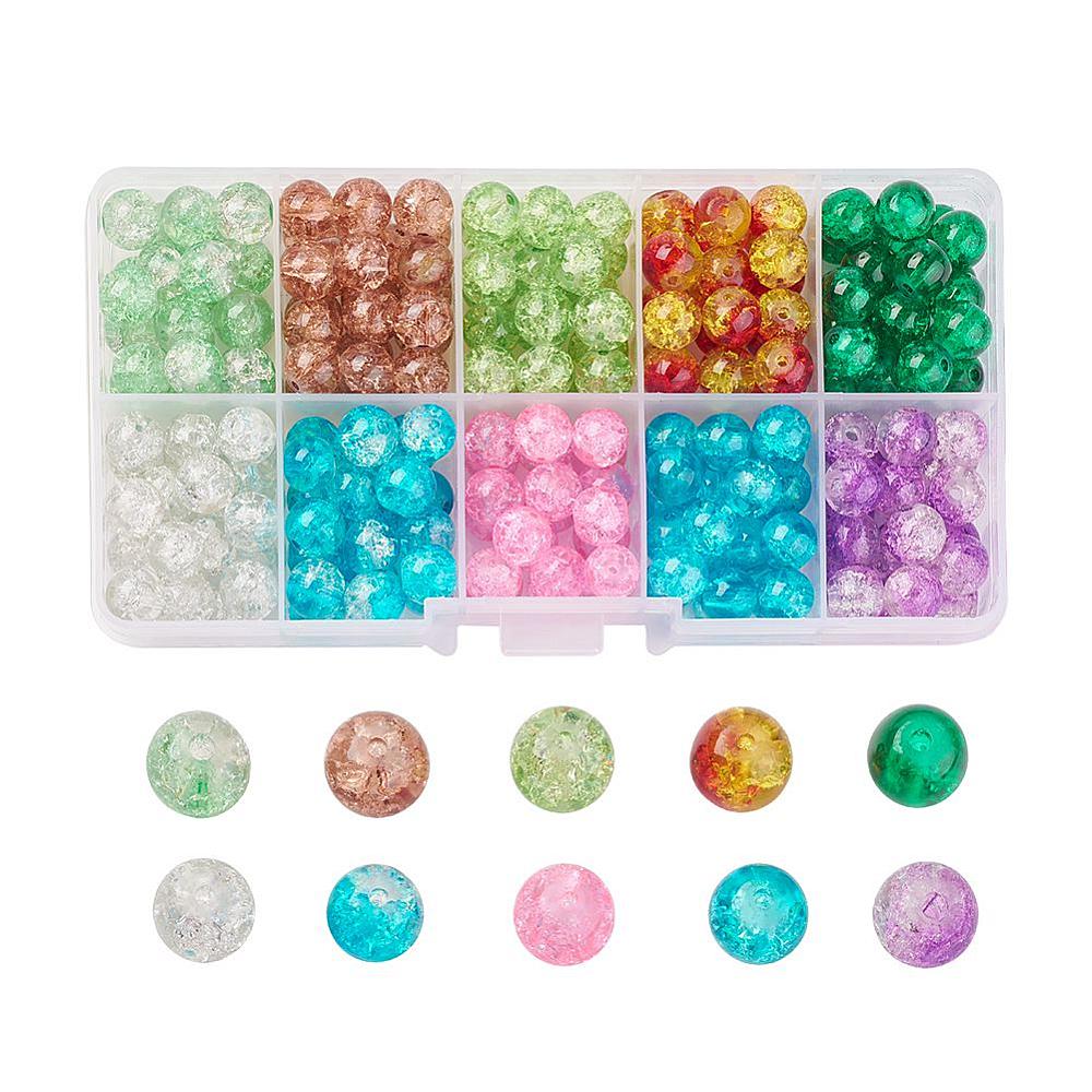 Beadmix in container, 6mm 600pcs Crackle SUMMER