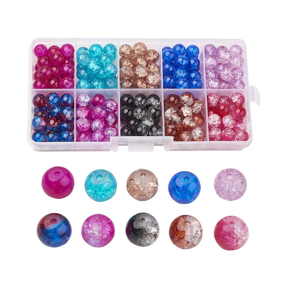 Beadmix in container, 8mm 200pcs Crackle