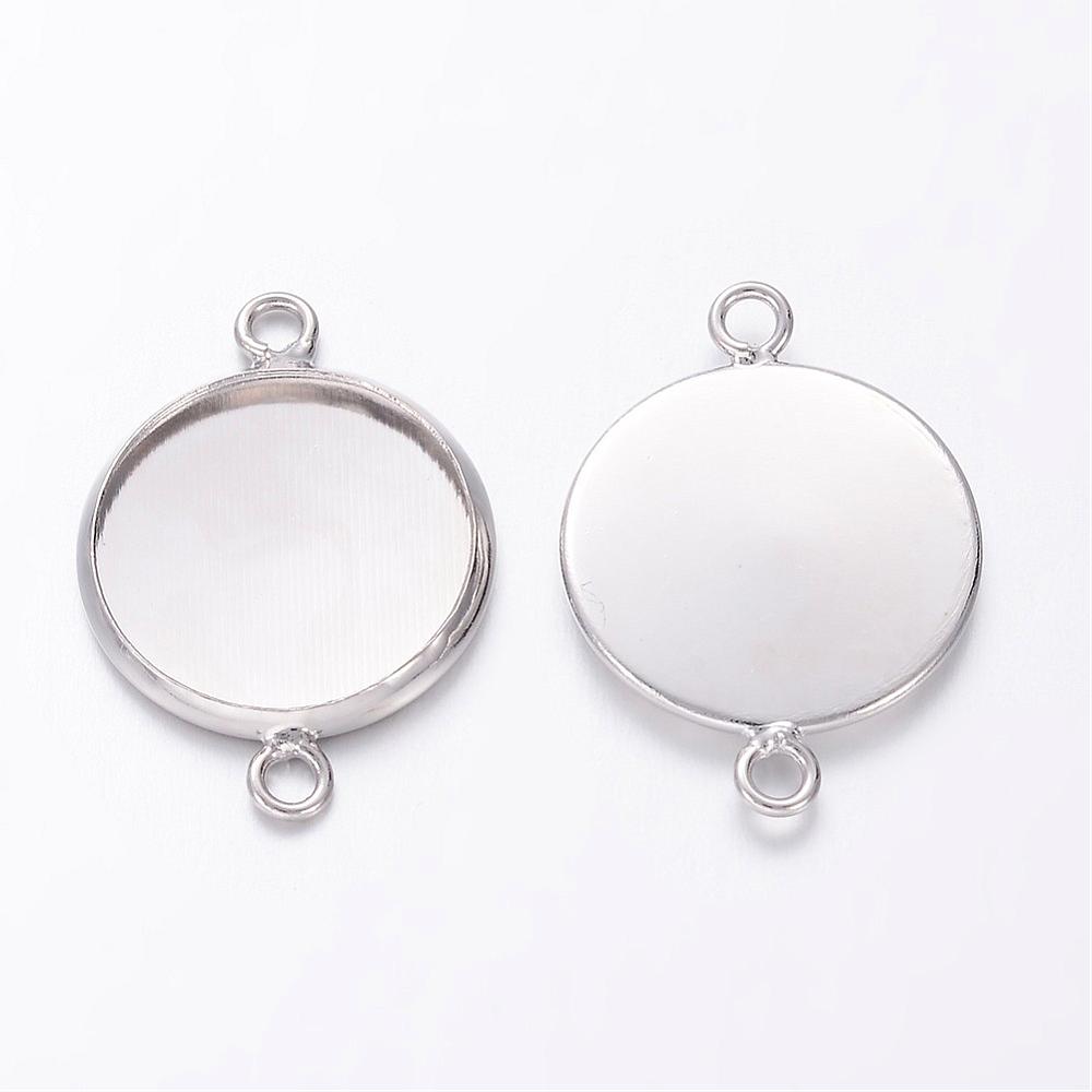 Cabochon/ connector  round platina 14mm