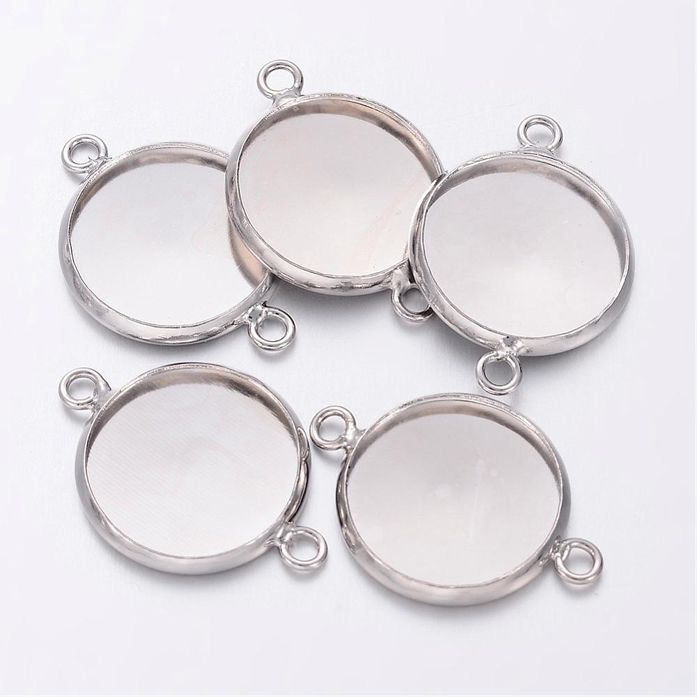 Cabochon/ connector  round platina 14mm - 2