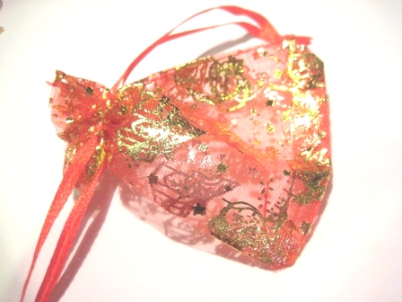 Organzapåse 9x7cm, Röd jul paket, 