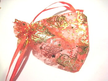 Organza bag 9x7cm, red xmas paket