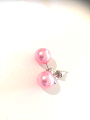 Earing, Pearl 10 mm , Pink