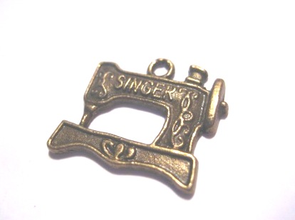 Charm, sewing  bronze plated