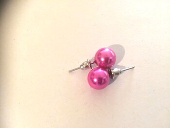 Earing, Pearl 10 mm , dark pink